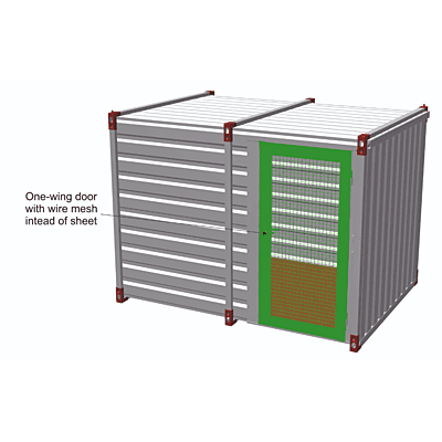 One-wing door with wire mesh instead of sheet