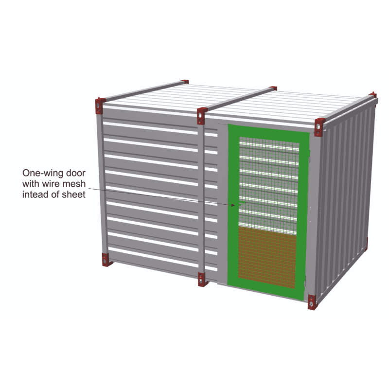 One-wing door with wire mesh instead of sheet