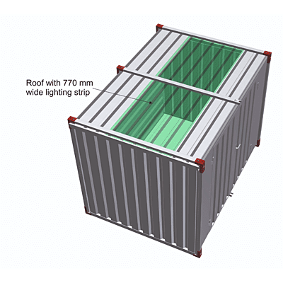Roof with 770 mm wide lighting strip